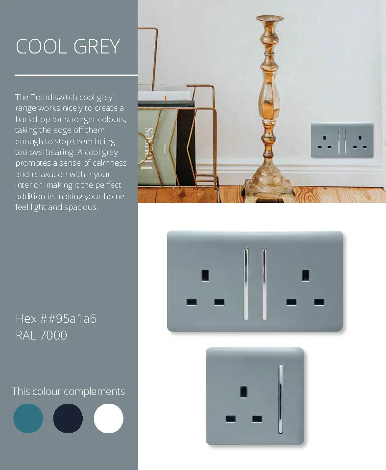 2 Gang Retractive Home Auto.Switch Cool Grey ART-SSR2CG  Trendi Cool Grey